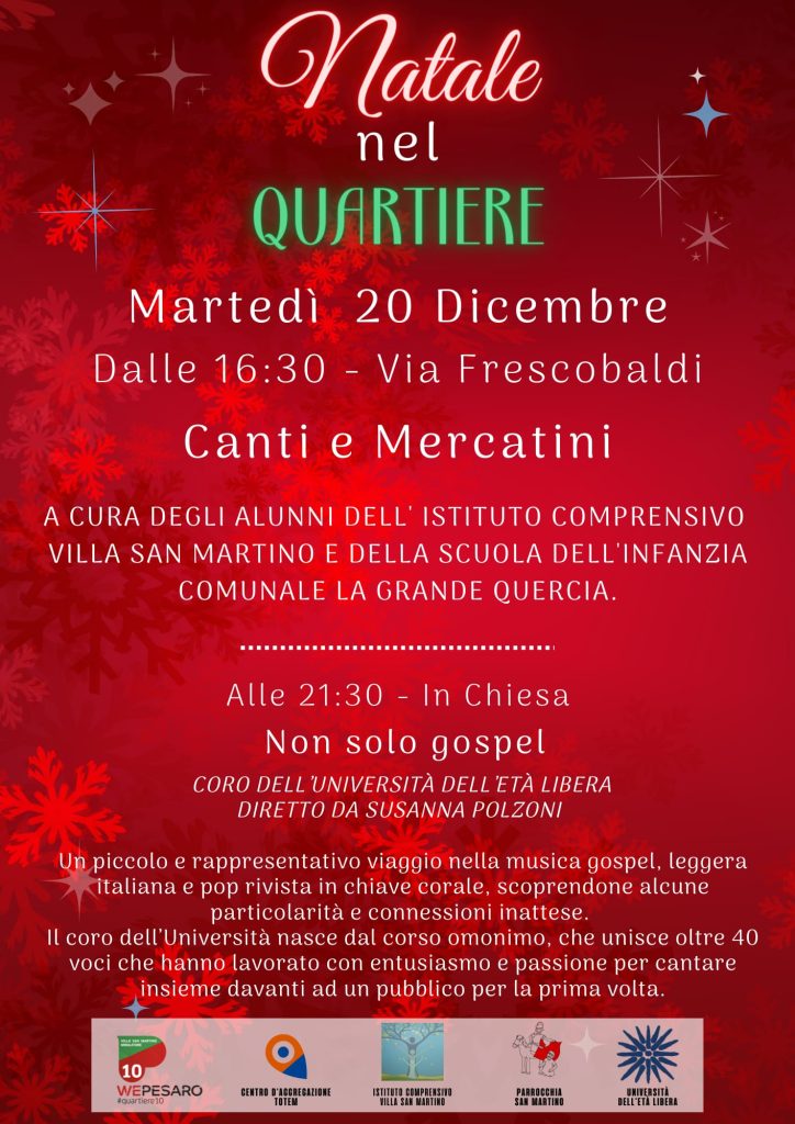 Canti e mercatini di Natale 2022 nel quartiere Villa San Martino Pesaro